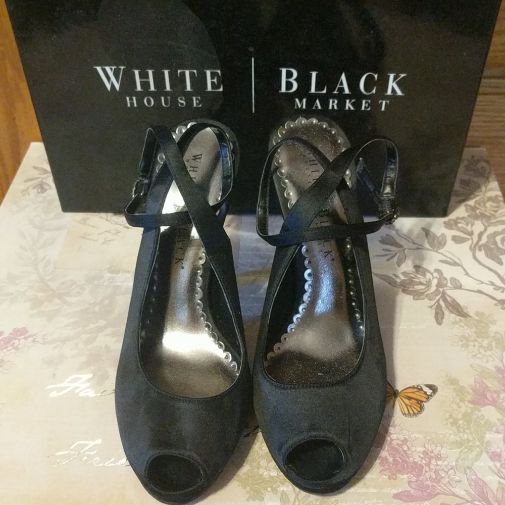 WHBM Satin Peep Toe Stilettos